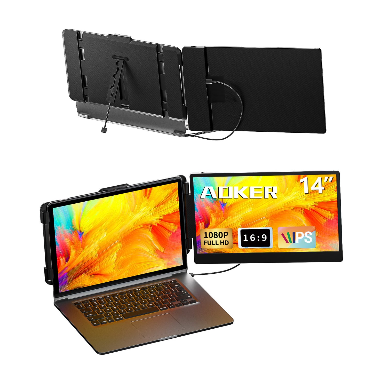AOKER Laptop Screen Extender Monitor - 14 Inch Portable