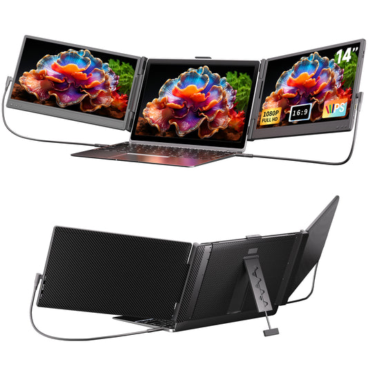 AOKER Upgraded Triple Laptop Screen Extender, 14-Inch 1080P FHD IPS