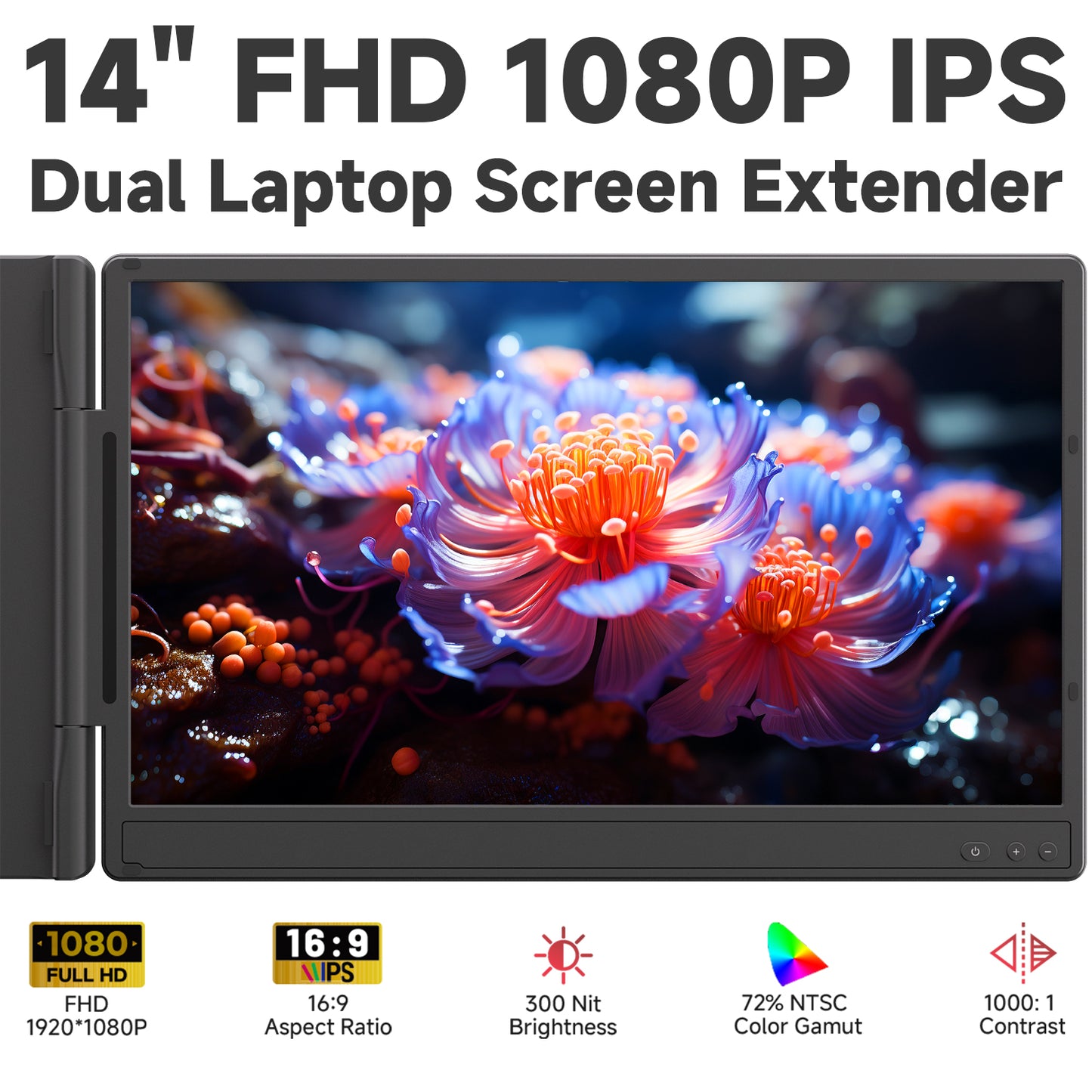 AOKER Upgraded Triple Laptop Screen Extender, 14-Inch 1080P FHD IPS