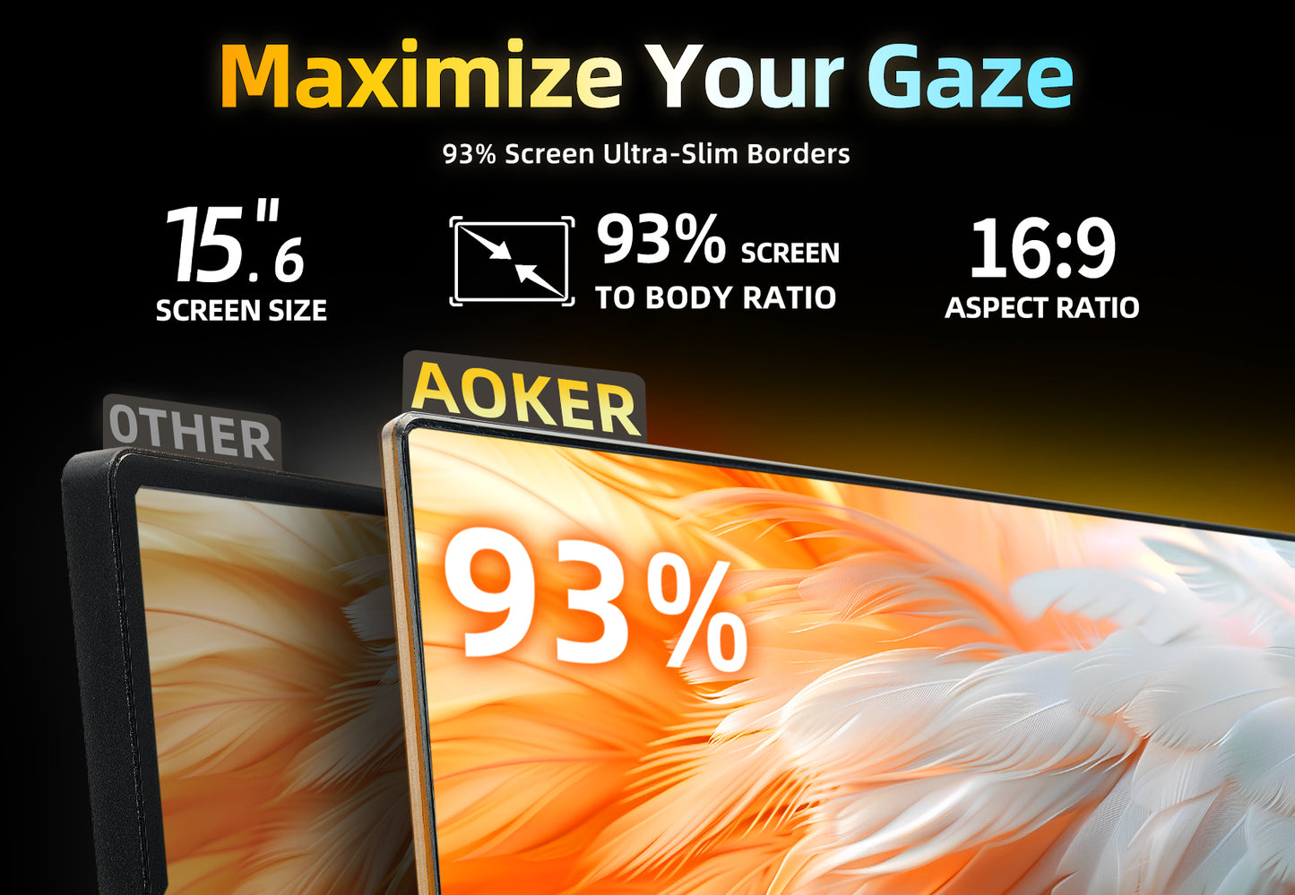 AOKER 15.6" Portable Monitor for Laptop - Ultra-Thin 1080P FHD