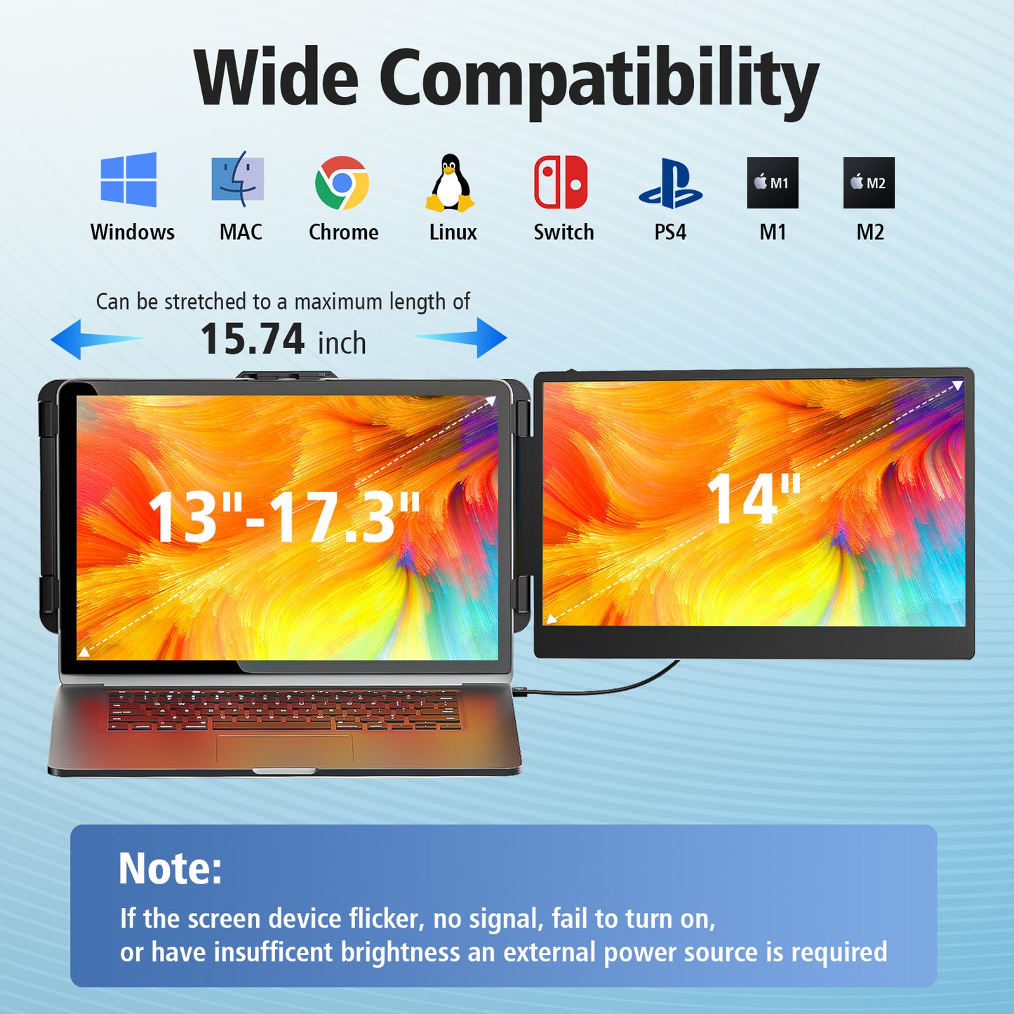 AOKER Laptop Screen Extender Monitor - 14 Inch Portable