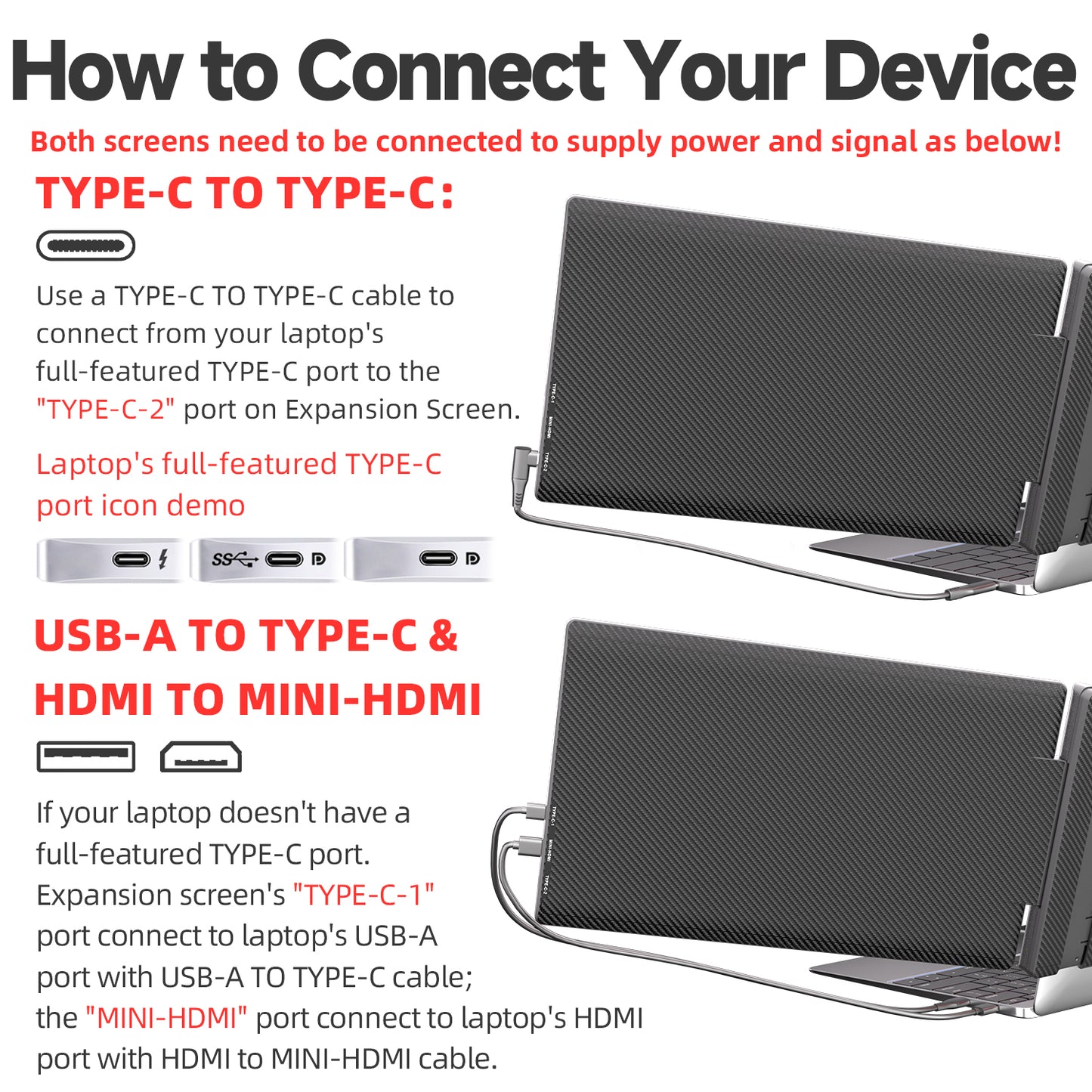 AOKER Upgraded Triple Laptop Screen Extender, 14-Inch 1080P FHD IPS