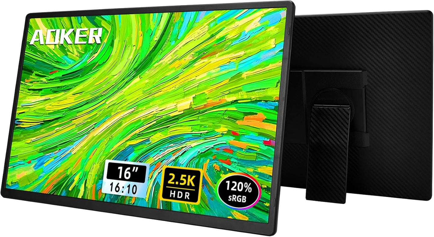 AOKER 16" Portable Monitor for Laptop - 2.5K QHD