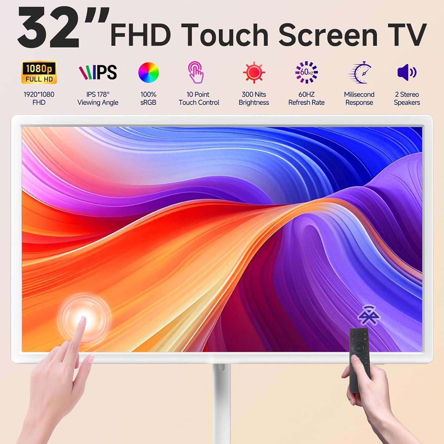 AOKER 32" Rolling Smart Touch Screen TV