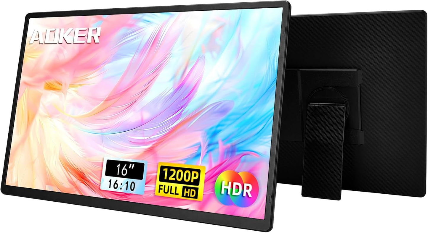 AOKER 16" Portable Monitor for Laptop - 1200P FHD
