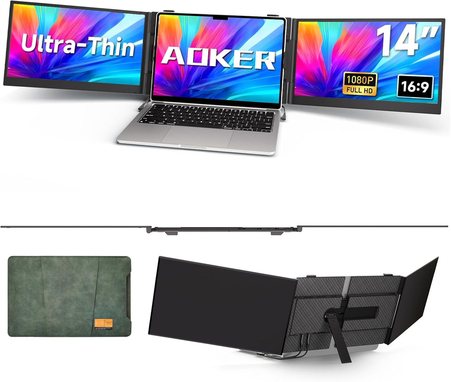 Laptop with screen protector and stand on a white background