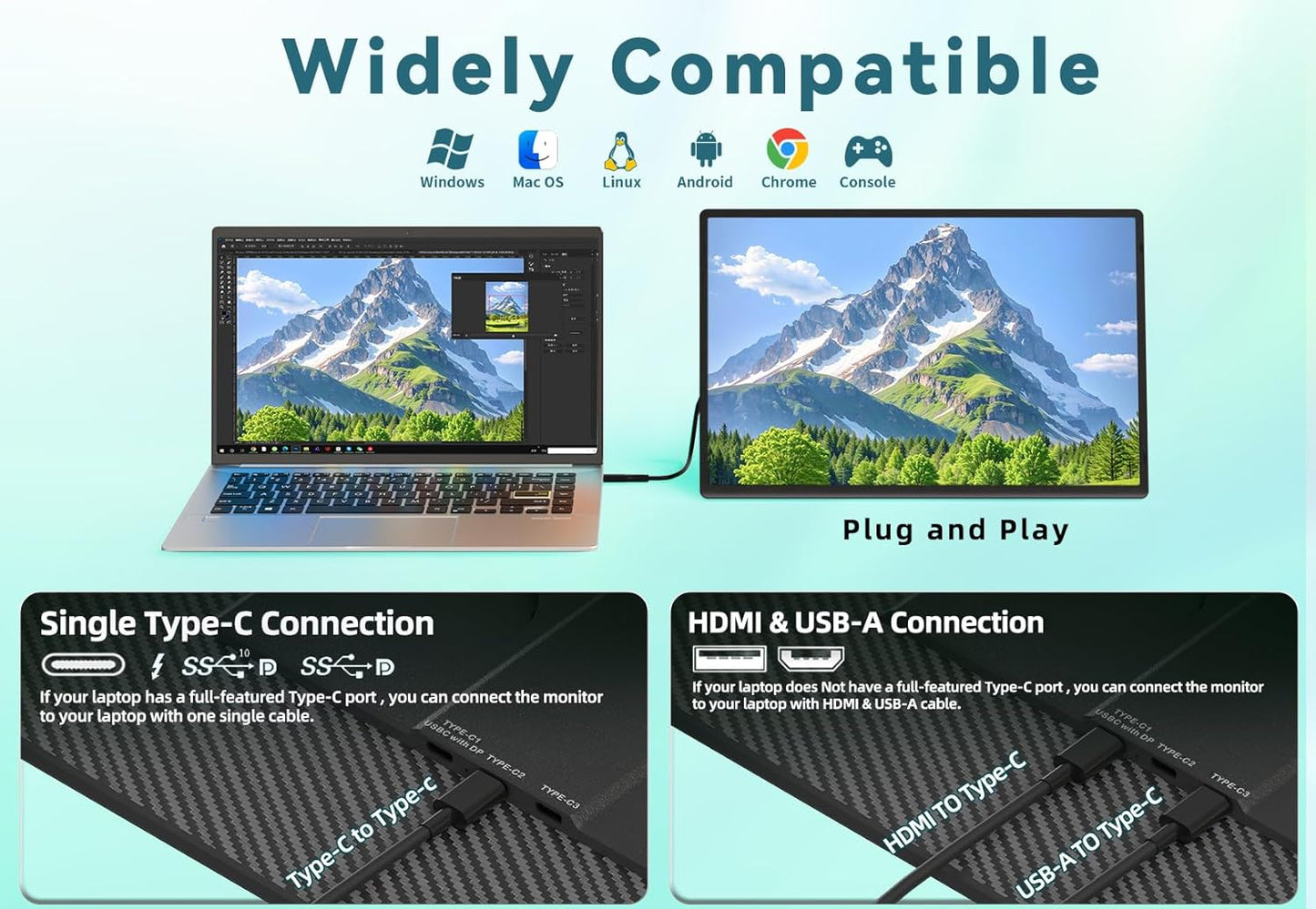 AOKER 16" Portable Monitor for Laptop - 2.5K QHD