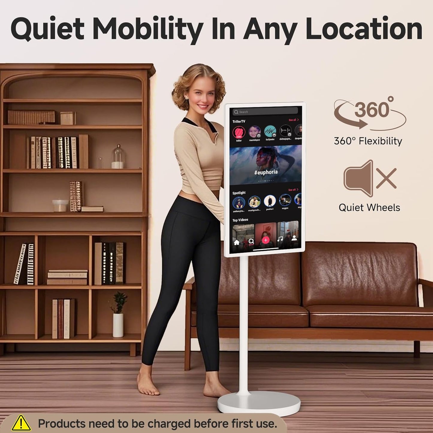 AOKER 32" Rolling Smart Touch Screen TV
