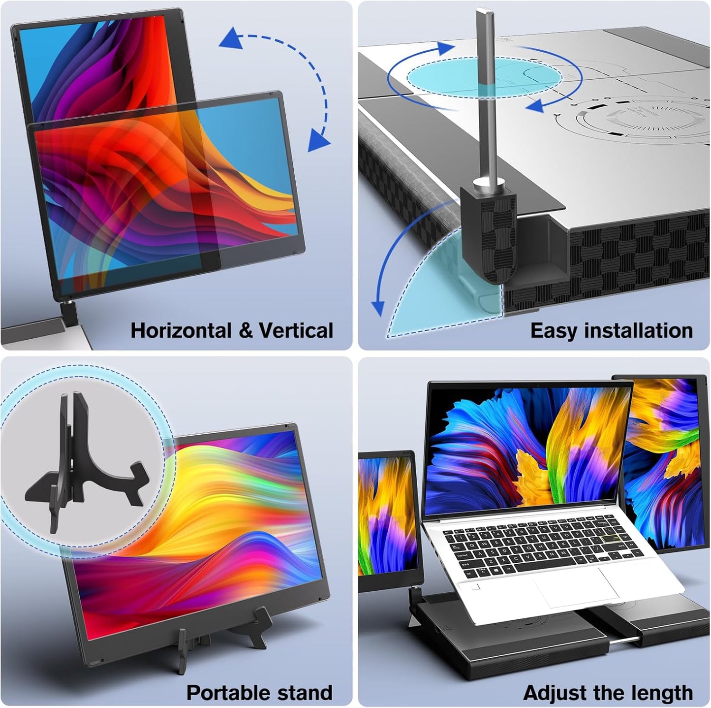 AOKER Laptop Triple Screen Extender - 14" Detachable Portable Monitor