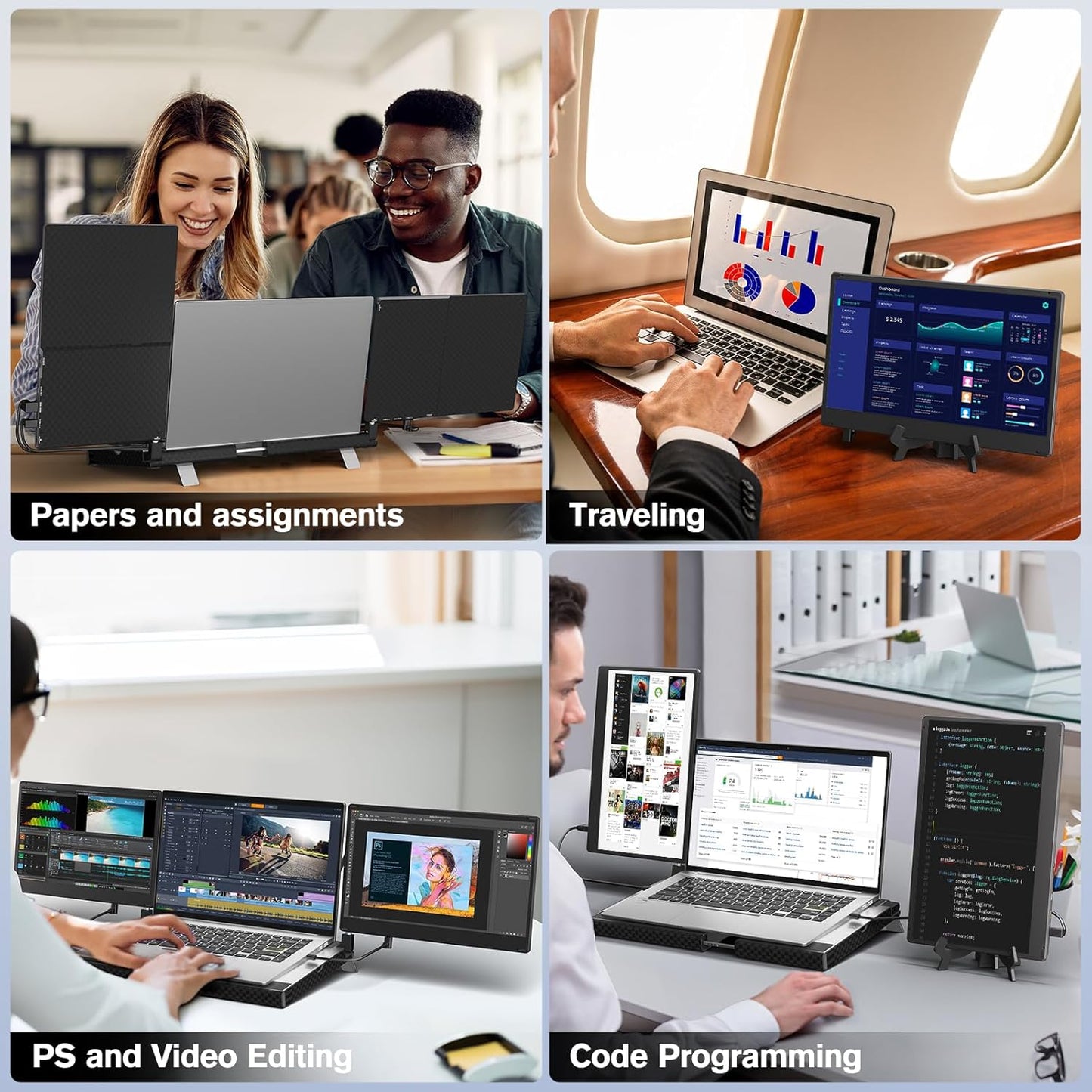 AOKER Laptop Triple Screen Extender - 14" Detachable Portable Monitor