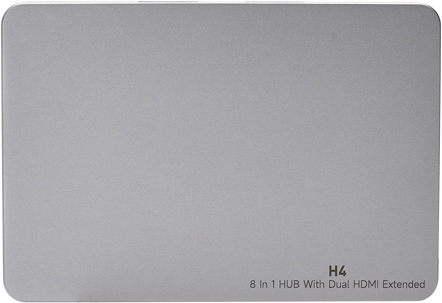 Metallic gray cover with 'H4 8 in 1 HUB With Dual HDMI Extended' text.