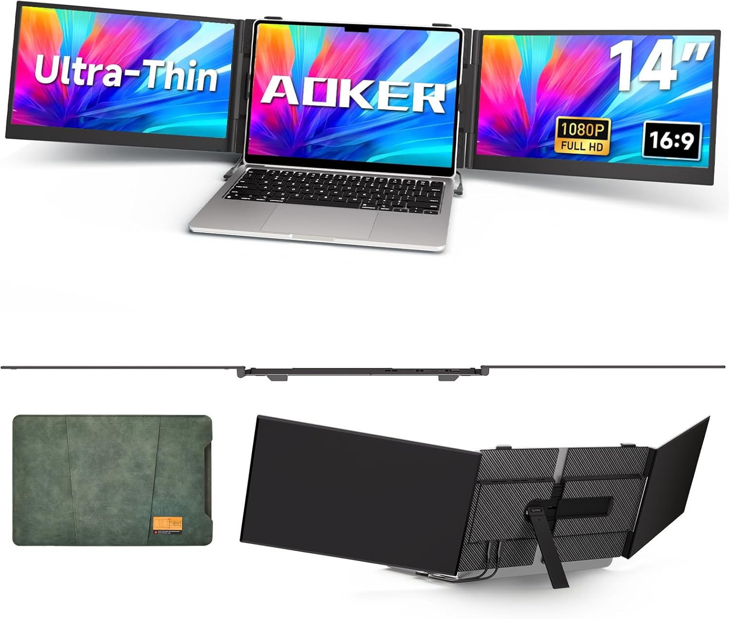 Laptop with screen protector and stand on a white background